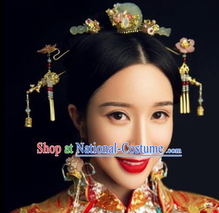 Handmade Chinese Ancient Jade Hair Combs Hairpins Traditional Hair Accessories Headdress for Women