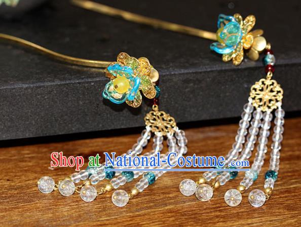 Handmade Chinese Ancient Princess Beads Tassel Hair Clips Hairpins Traditional Hair Accessories Headdress for Women