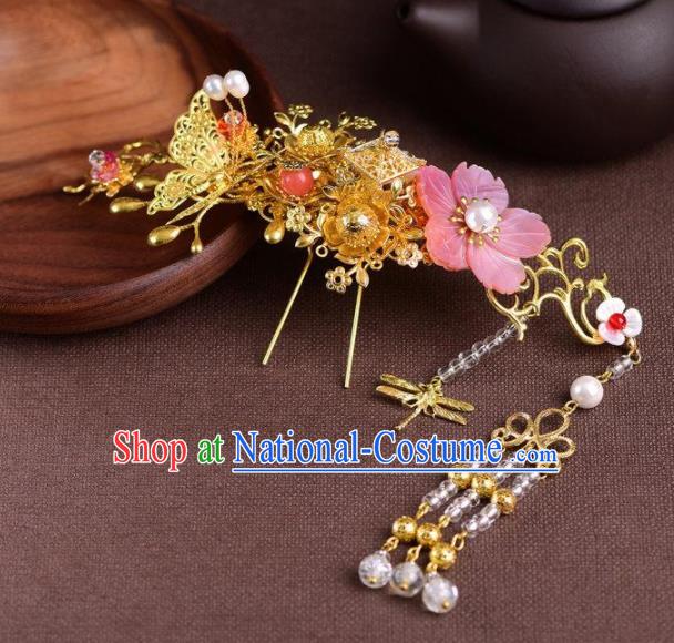 Handmade Chinese Ancient Princess Flower Hair Comb Hairpins Traditional Hair Accessories Headdress for Women