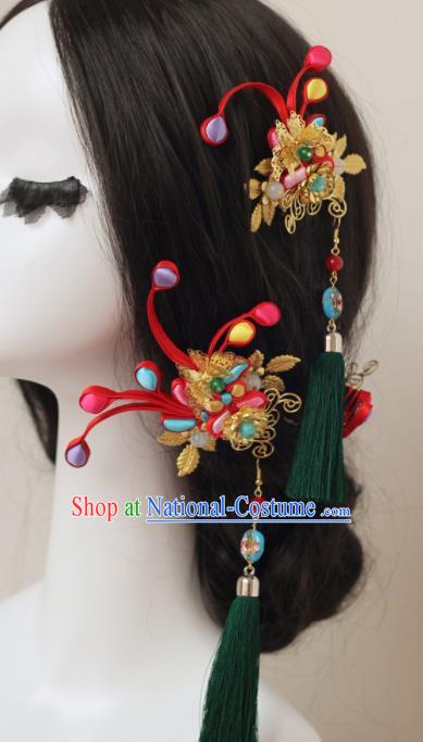 Handmade Chinese Ancient Wedding Tassel Hair Claws Traditional Hair Accessories Headdress for Women