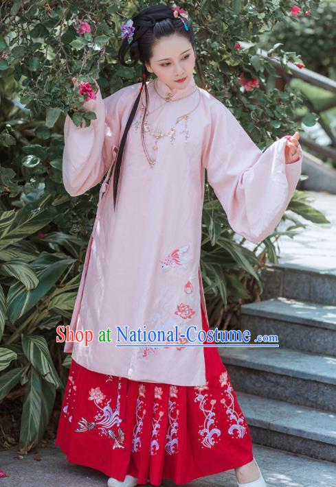 Chinese Traditional Ancient Embroidered Hanfu Dress Ming Dynasty Princess Historical Costume for Women