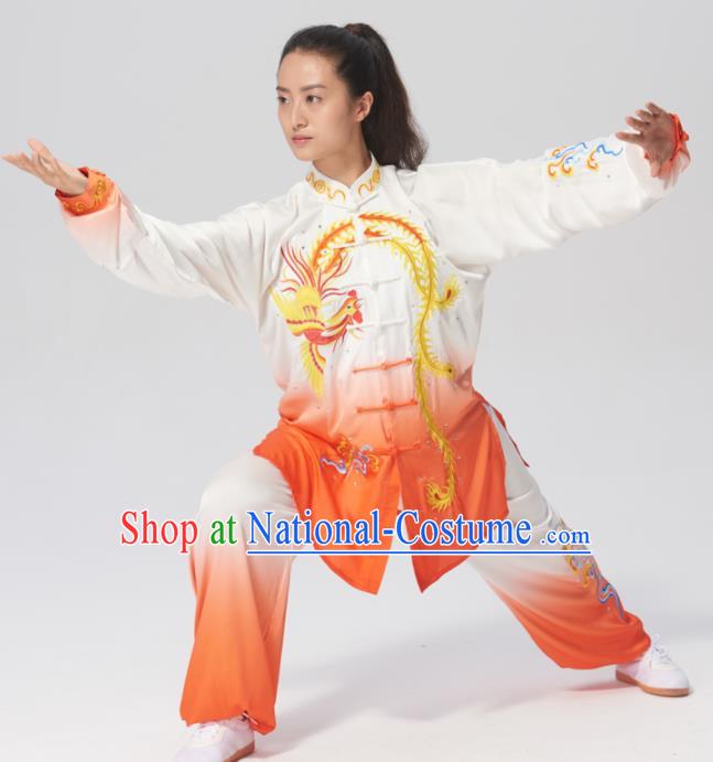 Chinese Traditional Tai Chi Group Printing Phoenix Costume Martial Arts Kung Fu Competition Clothing for Women