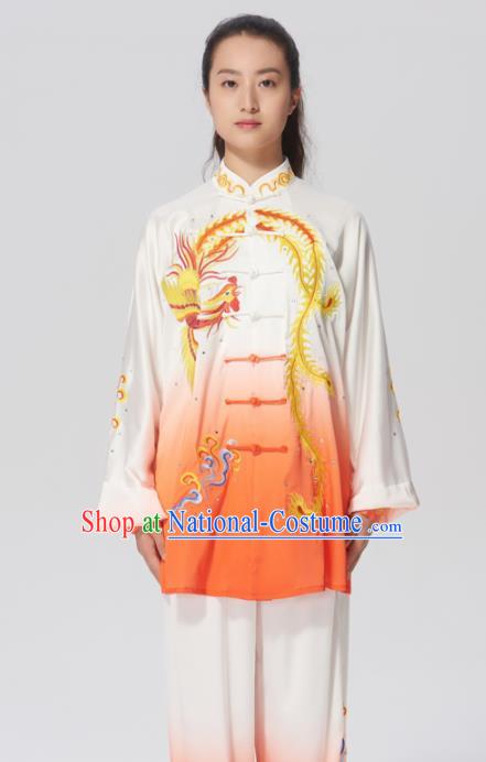 Chinese Traditional Tai Chi Group Printing Phoenix Costume Martial Arts Kung Fu Competition Clothing for Women