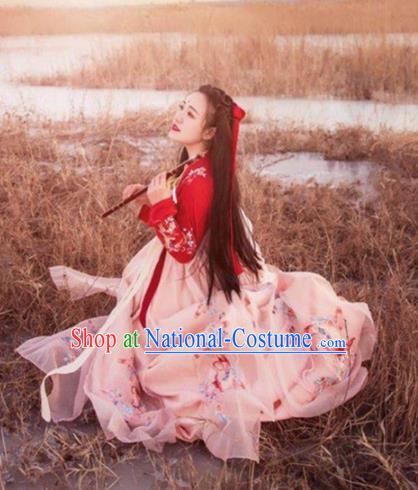 Chinese Traditional Ancient Tang Dynasty Palace Princess Embroidered Historical Costume for Women