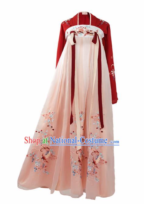 Chinese Traditional Ancient Tang Dynasty Palace Princess Embroidered Historical Costume for Women