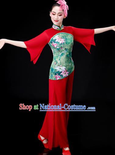 Chinese Traditional Folk Dance Red Clothing Yangko Group Dance Stage Performance Costume for Women