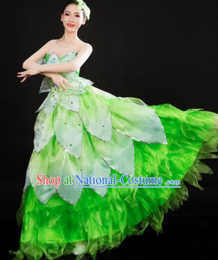 Chinese Traditional Spring Festival Gala Opening Dance Green Dress Peony Dance Stage Performance Costume for Women