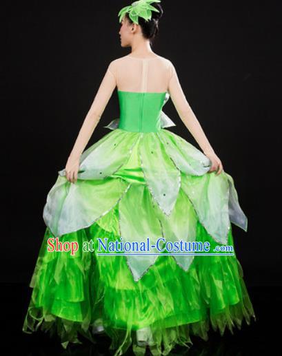 Chinese Traditional Spring Festival Gala Opening Dance Green Dress Peony Dance Stage Performance Costume for Women