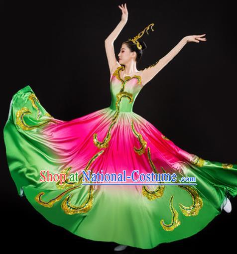 Chinese Traditional Spring Festival Gala Opening Dance Dress Peony Dance Stage Performance Costume for Women