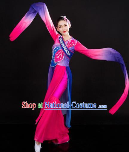 Chinese Traditional Folk Dance Rosy Clothing Yangko Group Dance Stage Performance Costume for Women