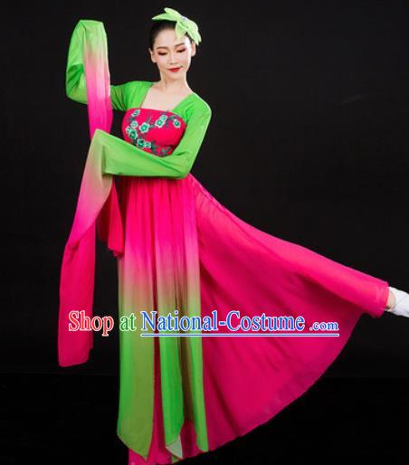 Chinese Traditional Classical Dance Water Sleeve Dress Umbrella Dance Stage Performance Costume for Women