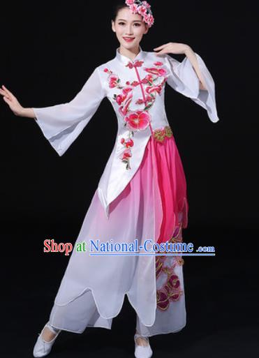 Chinese Traditional Classical Dance Embroidered Dress Umbrella Dance Stage Performance Costume for Women