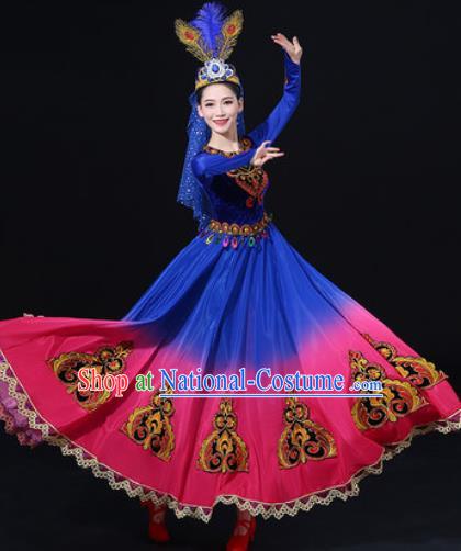 Traditional Chinese Uyghur Nationality Dress Uigurian Folk Dance Ethnic Costume for Women