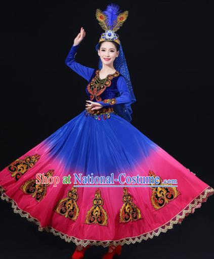 Traditional Chinese Uyghur Nationality Dress Uigurian Folk Dance Ethnic Costume for Women