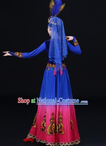 Traditional Chinese Uyghur Nationality Dress Uigurian Folk Dance Ethnic Costume for Women