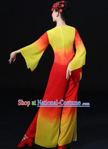 Chinese Traditional Fan Dance Clothing Group Yangko Dance Folk Dance Stage Performance Costume for Women