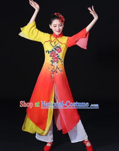 Chinese Traditional Classical Dance Dress Umbrella Dance Stage Performance Costume for Women