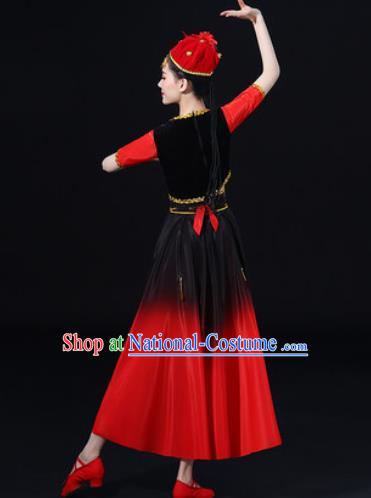 Traditional Chinese Uyghur Nationality Folk Dance Dress Uigurian Ethnic Costume for Women