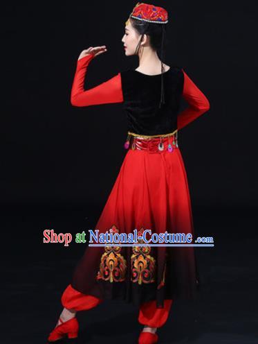 Traditional Chinese Uyghur Nationality Folk Dance Dress Uigurian National Ethnic Costume for Women