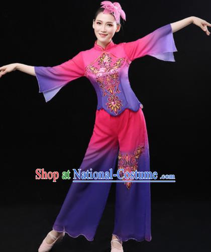 Chinese Traditional Folk Dance Fan Dance Clothing Group Yangko Dance Stage Performance Costume for Women