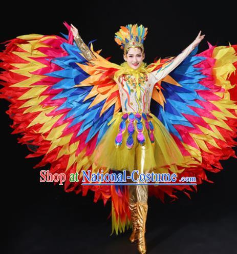 Chinese Traditional Modern Dance Feather Dress Spring Festival Gala Dance Stage Performance Costume for Women