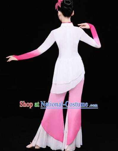 Chinese Traditional Stage Performance Fan Dance Pink Clothing Folk Dance Group Yangko Dance Costume for Women