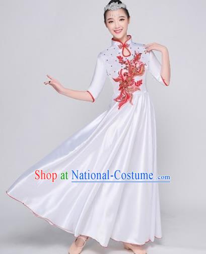 Chinese Traditional Chorus White Dress Opening Dance Modern Dance Stage Performance Costume for Women