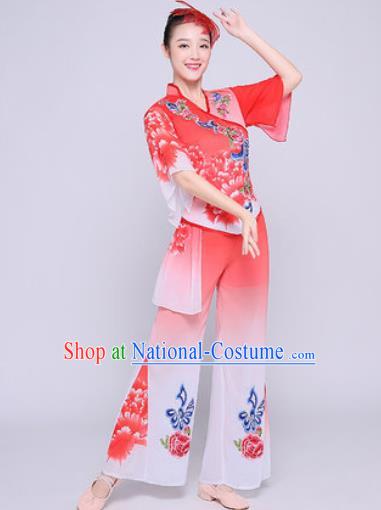 Chinese Traditional Fan Dance Clothing Folk Dance Group Yangko Dance Costume for Women