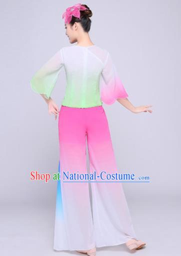 Chinese Traditional Folk Dance Fan Dance Pink Clothing Group Yangko Dance Costume for Women