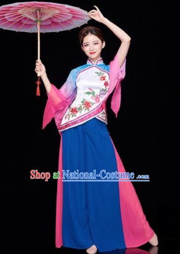 Traditional Chinese Folk Dance Stage Show Clothing Group Fan Dance Costume for Women