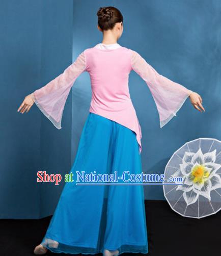 Traditional Chinese Folk Dance Stage Show Clothing Group Fan Dance Pink Costume for Women