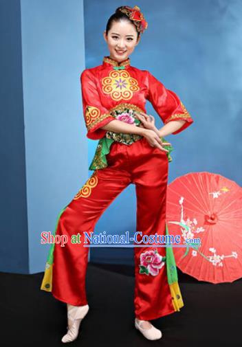 Traditional Chinese Folk Dance Yangko Stage Show Clothing Group Fan Dance Costume for Women