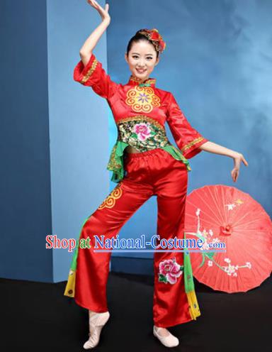 Traditional Chinese Folk Dance Yangko Stage Show Clothing Group Fan Dance Costume for Women