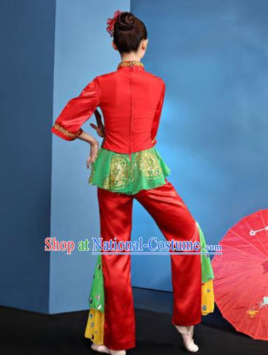 Traditional Chinese Folk Dance Yangko Stage Show Clothing Group Fan Dance Costume for Women