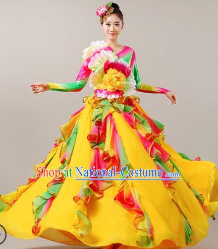 Chinese Traditional Opening Dance Bubble Dress Modern Dance Chorus Stage Performance Costume for Women