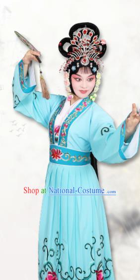 Chinese Traditional Peking Opera Peri Blue Dress Classical Beijing Opera Actress Costume for Adults