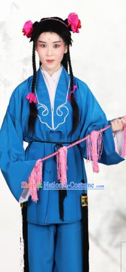 Chinese Traditional Peking Opera Clown Blue Clothing Classical Beijing Opera Attendants Costume for Men