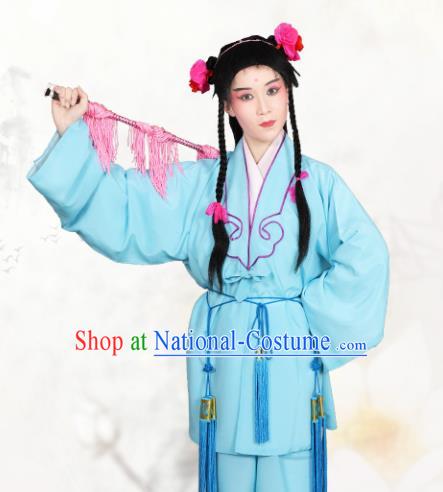 Chinese Traditional Peking Opera Clown Light Blue Clothing Classical Beijing Opera Attendants Costume for Men