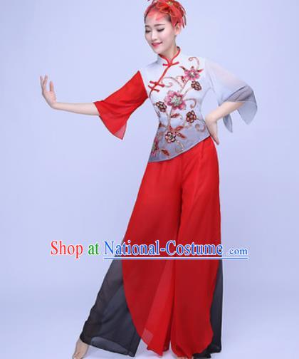 Traditional Chinese Folk Dance Red Clothing Yangko Dance Costume for Women