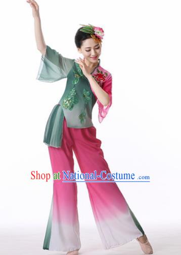 Traditional Chinese Folk Dance Veil Clothing Yangko Dance Costume for Women