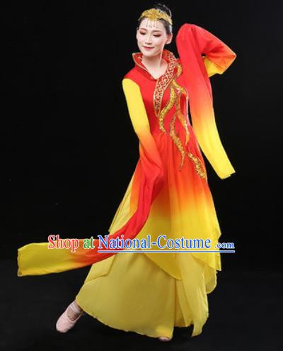 Chinese Traditional Classical Dance Dress Umbrella Dance Stage Performance Costume for Women