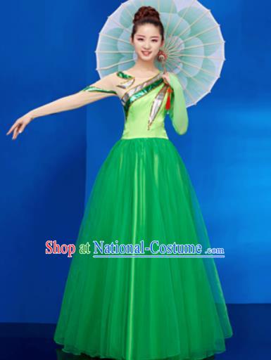 Chinese Traditional Opening Dance Chorus Green Dress Modern Dance Stage Performance Costume for Women