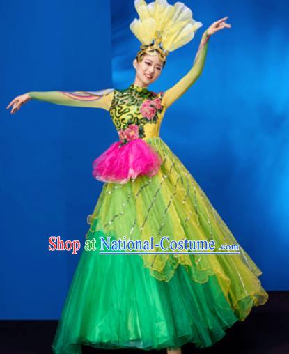 Chinese Traditional Opening Dance Chorus Bubble Dress Modern Dance Stage Performance Costume for Women