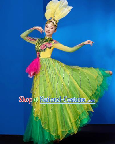 Chinese Traditional Opening Dance Chorus Bubble Dress Modern Dance Stage Performance Costume for Women