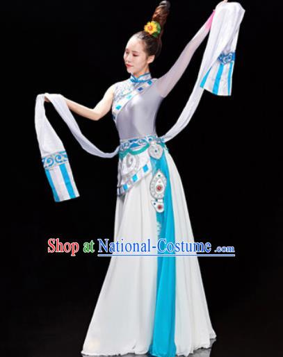 Traditional Chinese Zang Nationality Folk Dance Dress Tibetan National Ethnic Costume for Women