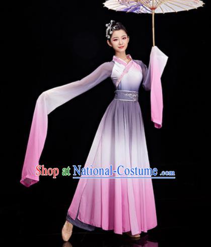 Chinese Traditional Umbrella Dance Water Sleeve Dress Classical Dance Stage Performance Costume for Women