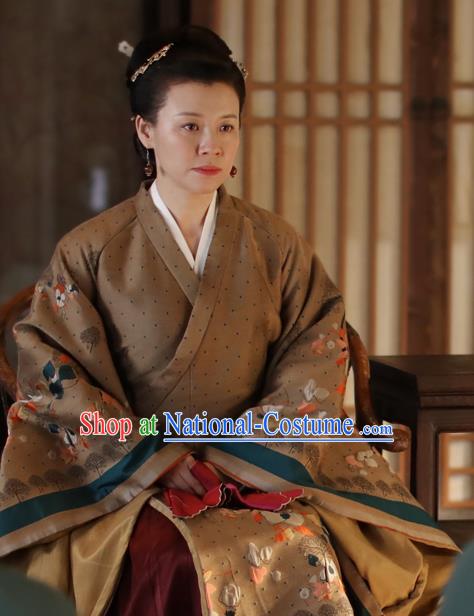 Chinese Drama The Story Of MingLan Ancient Song Dynasty Dowager Countess Embroidered Historical Costume for Women