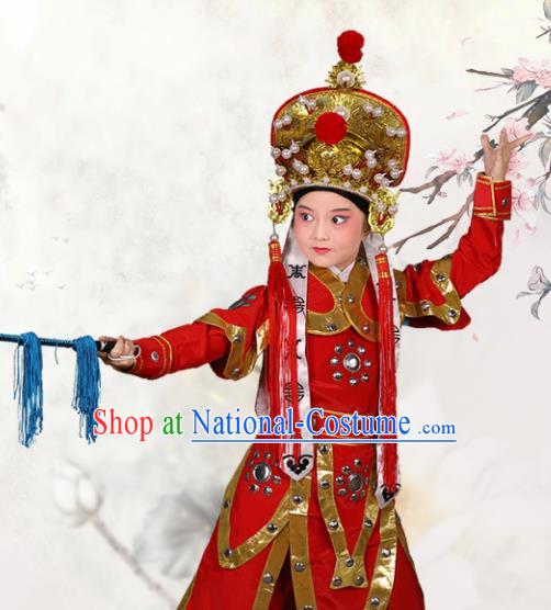 Chinese Traditional Peking Opera Takefu Red Clothing Classical Beijing Opera Costume for Kids