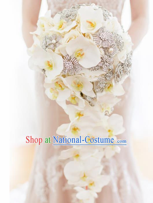 Top Grade Wedding Bridal Bouquet Hand Phalaenopsis Flowers Bunch for Women