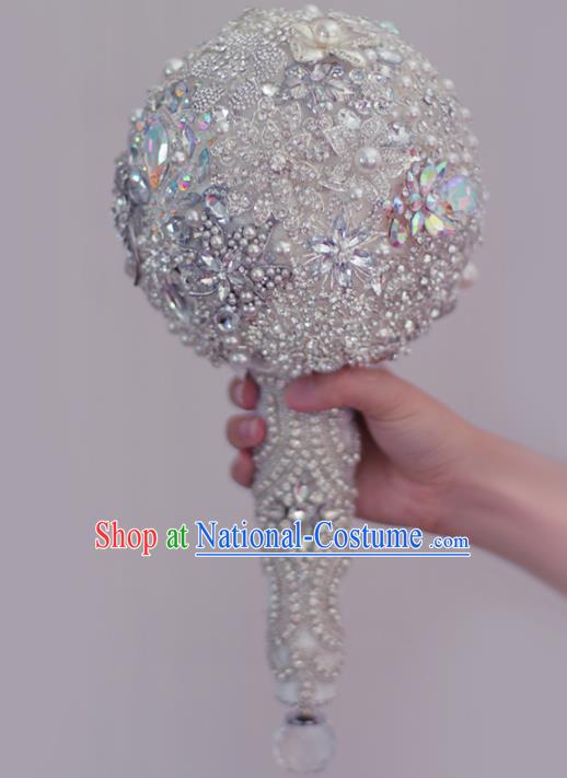 Top Grade Wedding Bridal Bouquet Hand Crystal Ball Tied Bouquet Flowers for Women